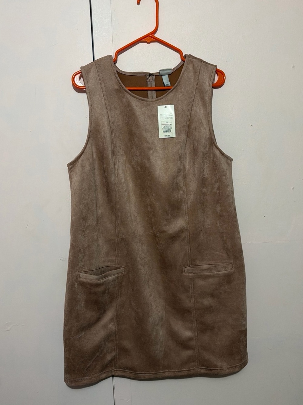 a new day Taupe Faux-Suede Sleeveless Shift Dress